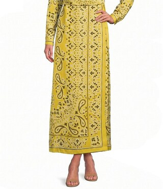 Bandana Print High Rise Side Tie Satin Coordinating Maxi Skirt | Dillard's