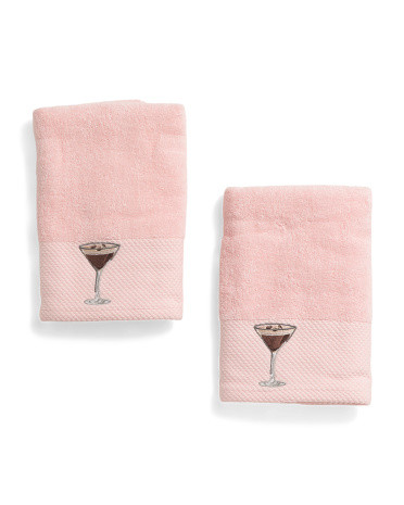 2pk Midnight Brew Espresso Martini Embroidered Hand Towels | TJ Maxx