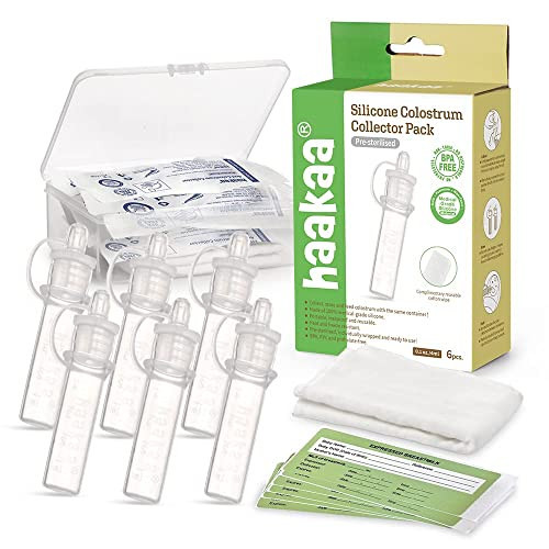 Haakaa Silicone Colostrum Collector Set with Clear PP Storage Case 4 ml, 6 PK, Pre-Sterilized | Amazon (US)