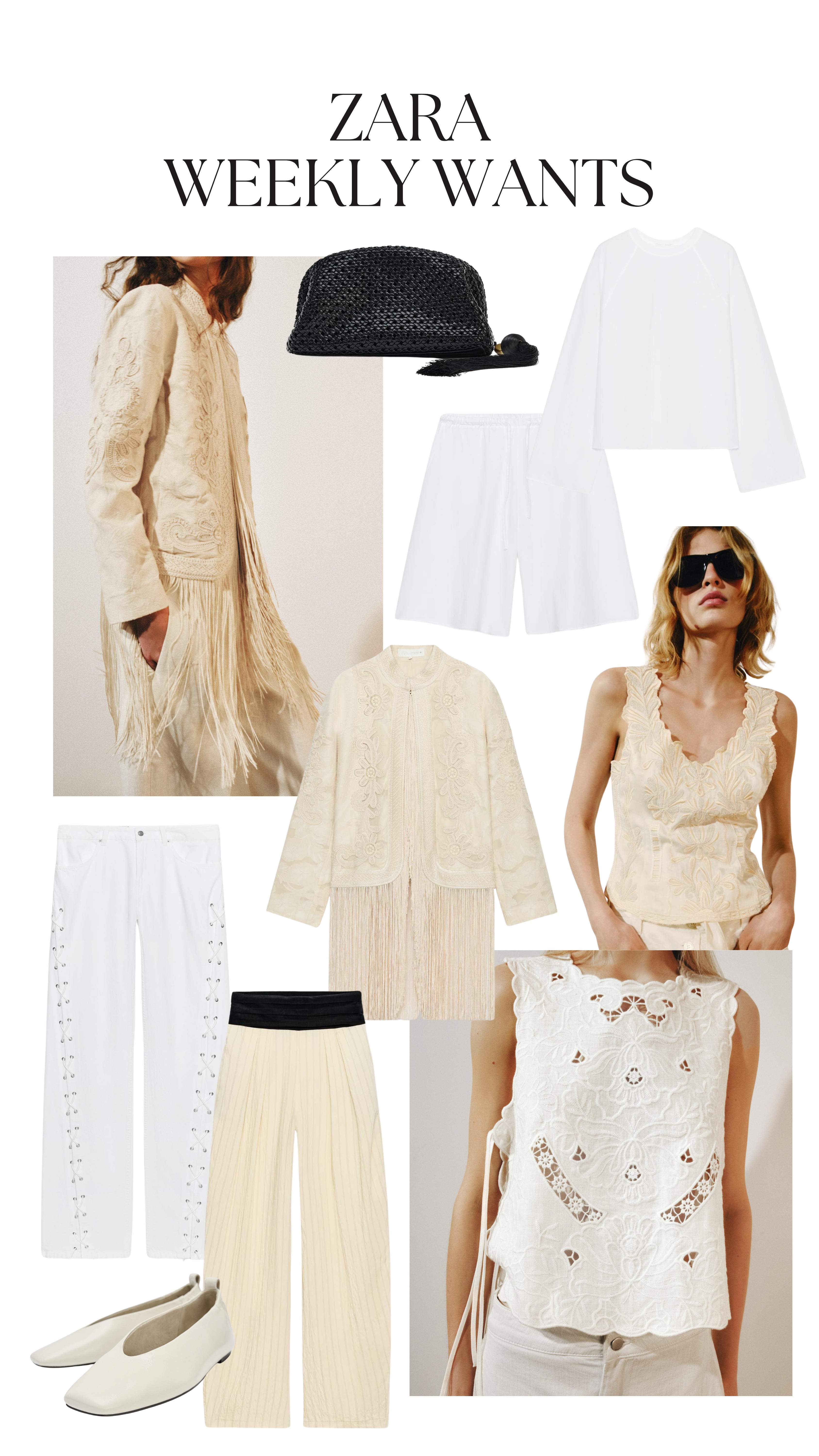 Zara weekly wants 🤍

co ord, matching set, airport outfit, summer top, embroidery, embroidered top, white jeans, workwear, office outfit, fringe jacket, chic outfit inspiration, zara new in, chic summer outfits 

 #LTKuk #LTKsummer #LTKjeans