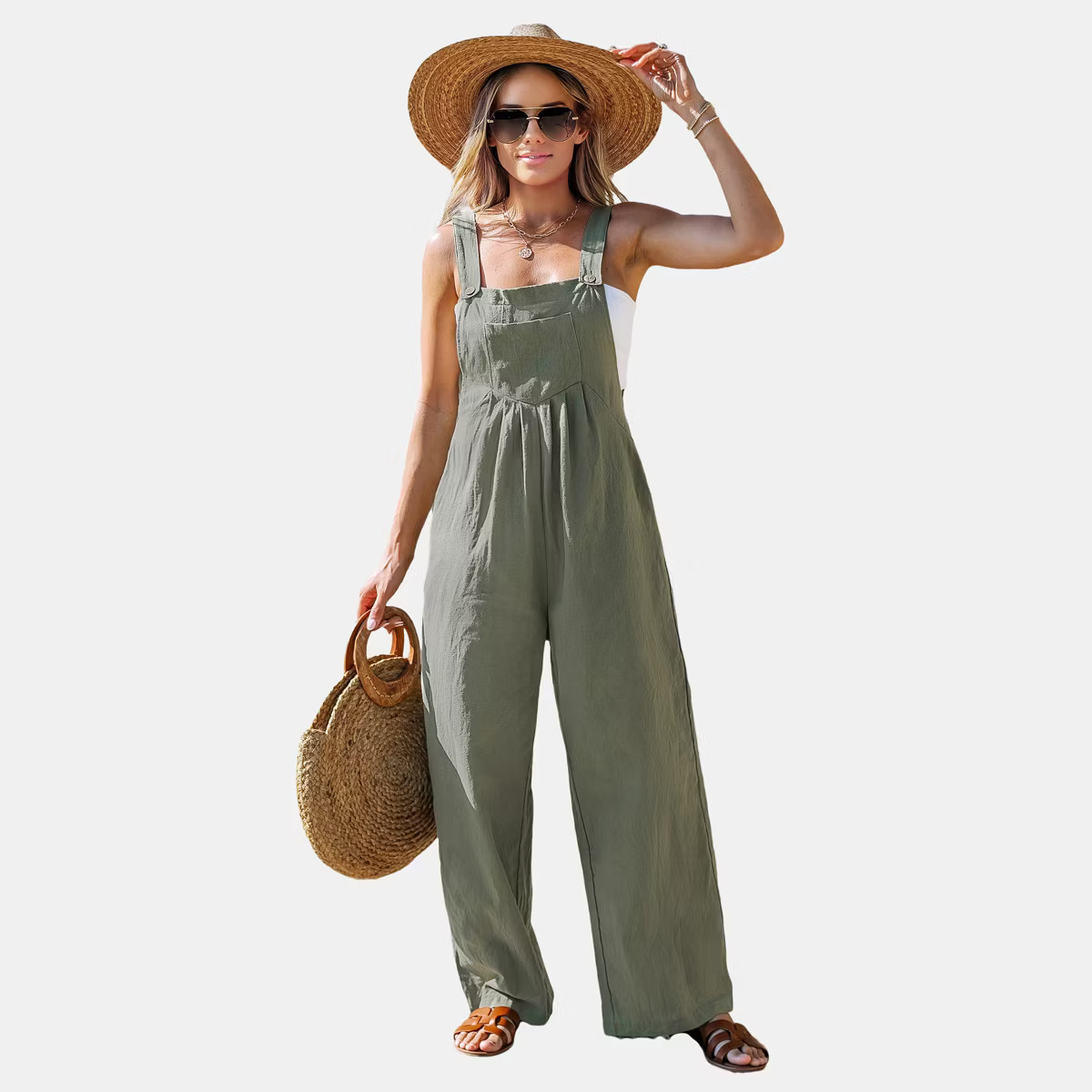 Women's Straight Leg Front Pocket Jumpsuit - Cupshe-M-Green | Target