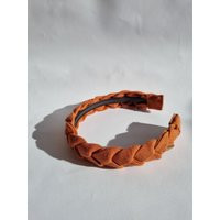 Burnt Orange Linen Handmade Braided Headband Hairband Hair Hoop Diadem | Etsy (US)