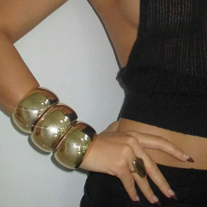 1pc Retro Exaggerated Punk Style Acrylic Asymmetrical Bangle, Minimalist Thick Multicolor Charm B... | SHEIN