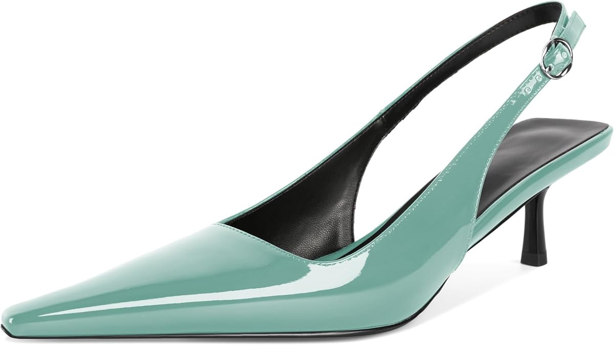 Soireelady Womens Pointed Toe Slingback Heels Kitten Low Heel Pumps Party Dress Shoes 2 Inch | Amazon (US)