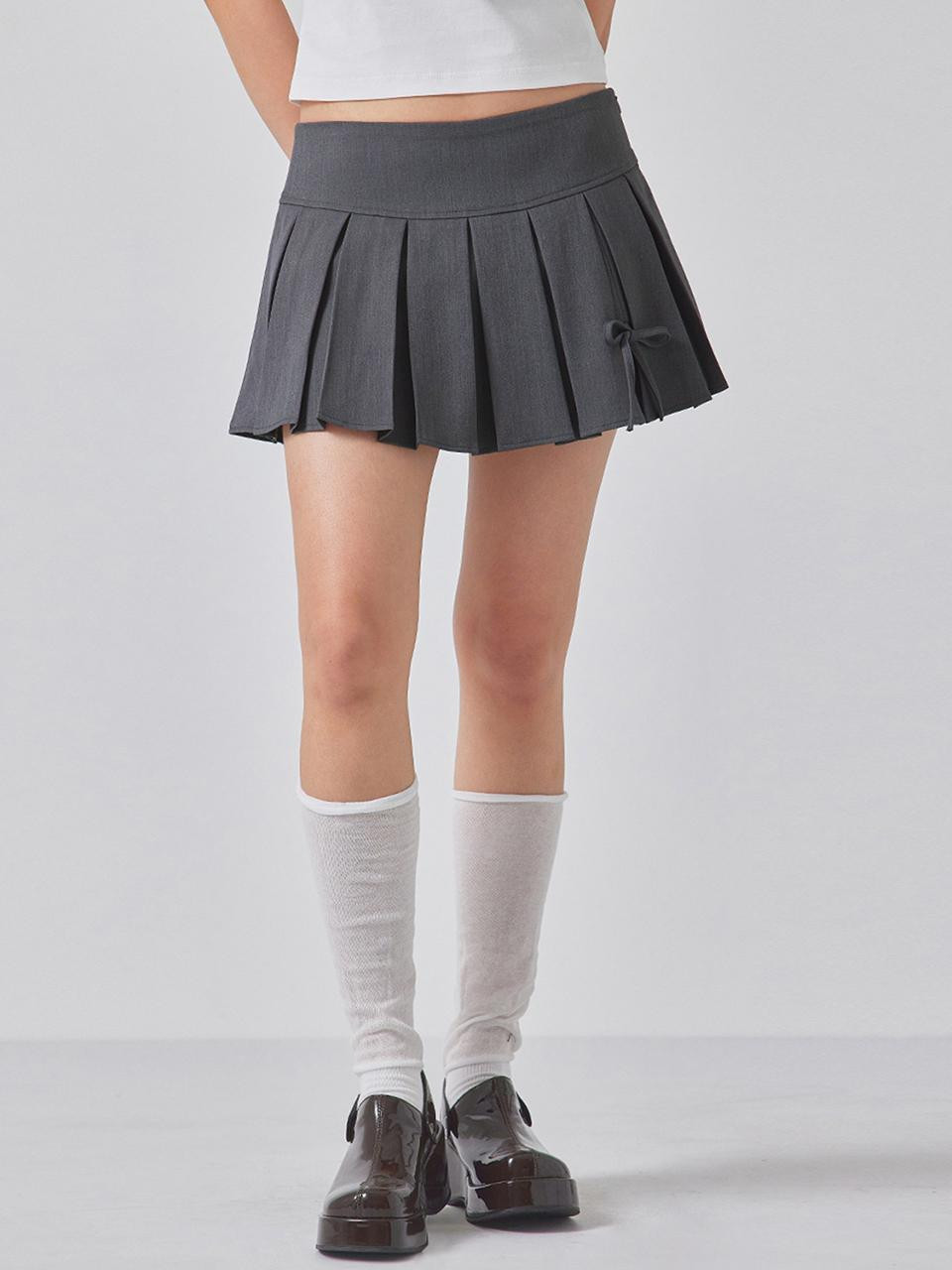 RIBBON PLEATED SKIRT_T416BT705(GY) | W Concept (US)