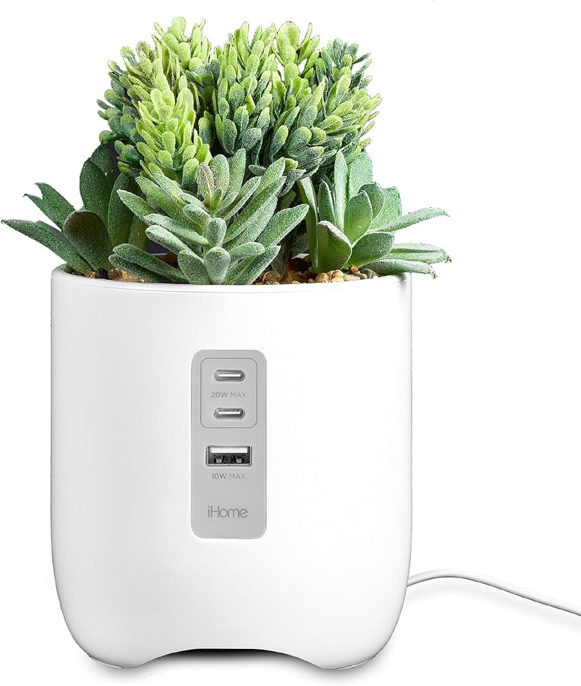 iHome PowerPlant Charging Station, Faux Succulent with USB Charging Station for iPhone, Android, ... | Amazon (US)