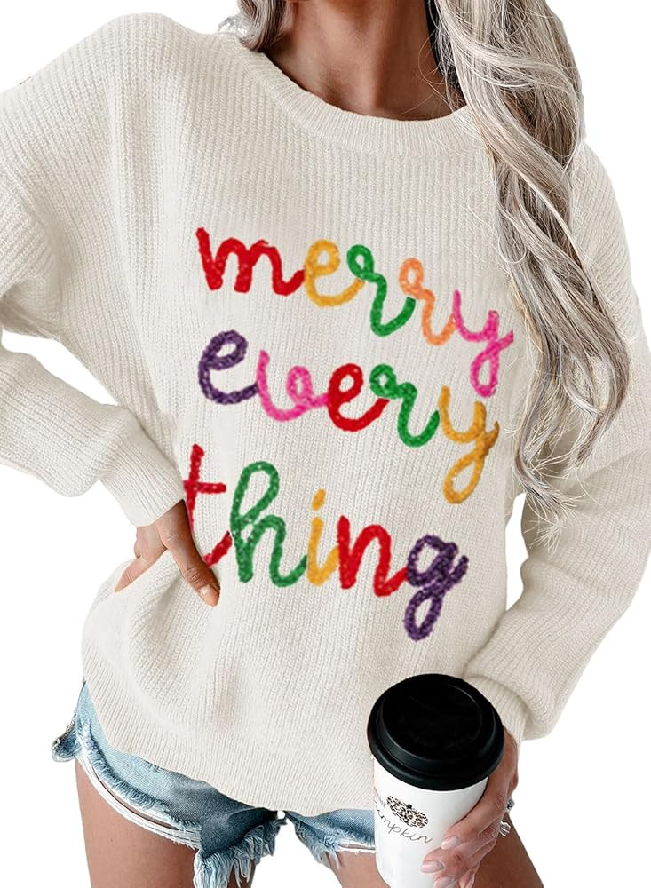 MARZXIN Women 2025 Holiday Graphic Sweater Casual Pullover Tops Merry Christmas Santa Tree Sweate... | Amazon (US)