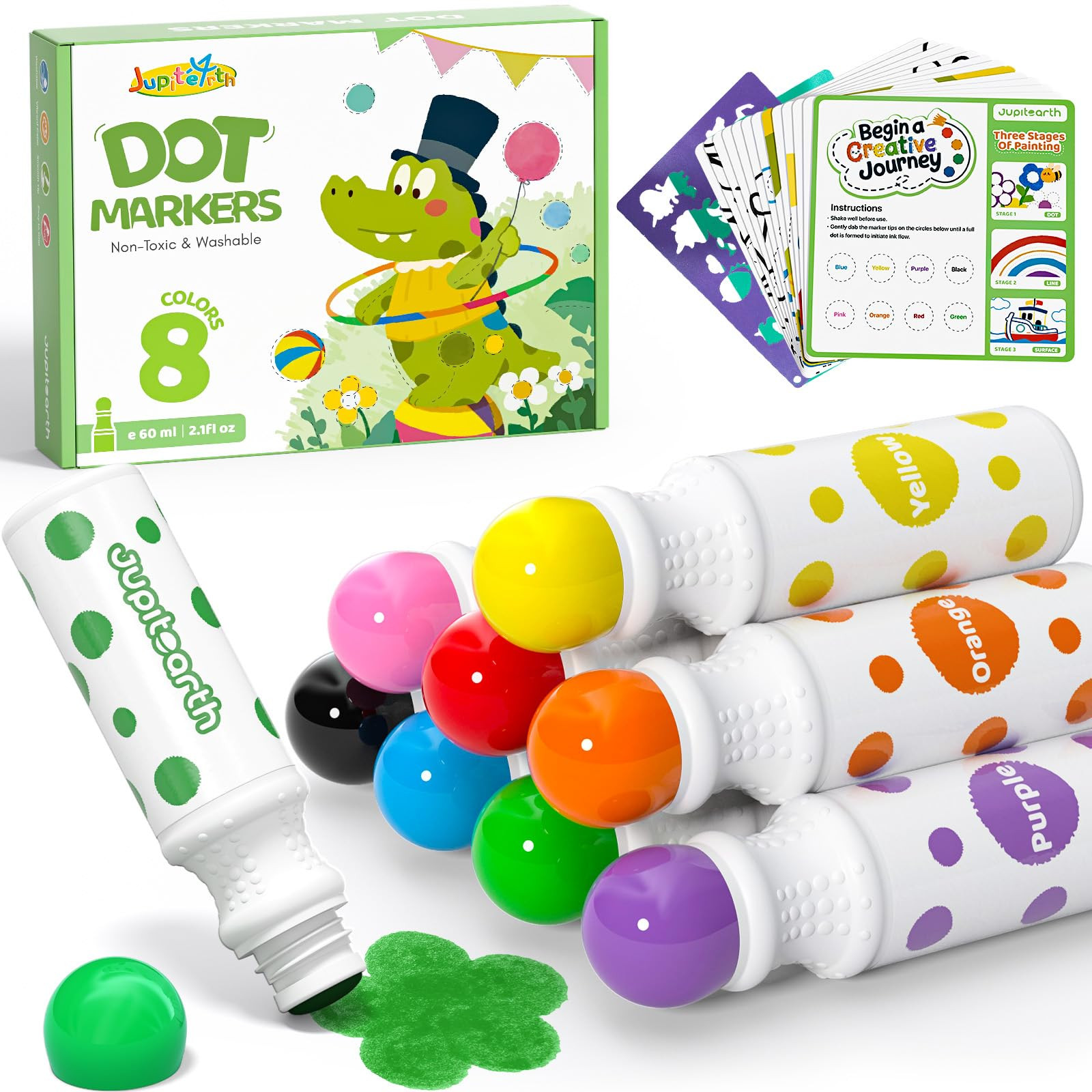 JUPITEARTH 22 PCS Dot Markers for Toddlers, 8 Colors Washable Bingo Daubers with 120 PDF & 12 Pri... | Amazon (US)