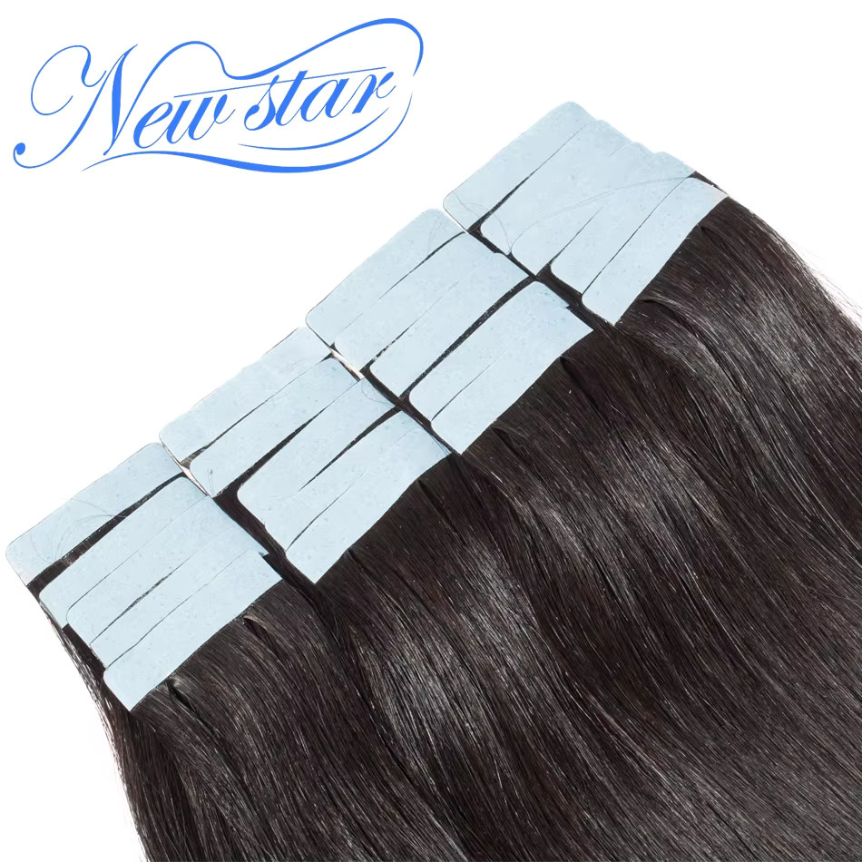 New Star Straight Hair Tape In Extension Bundle Brazilian 11A Raw Virgin Human Hair 40Pcs 100Gram... | AliExpress (US)