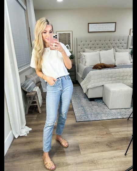 Crop boxy tee with rolled hem I sized up to medium for length
Jeans size 25
Amazon sandals true to size
Amazon fashion 
Spring outfit


#LTKstyletip #LTKunder50 #LTKFind