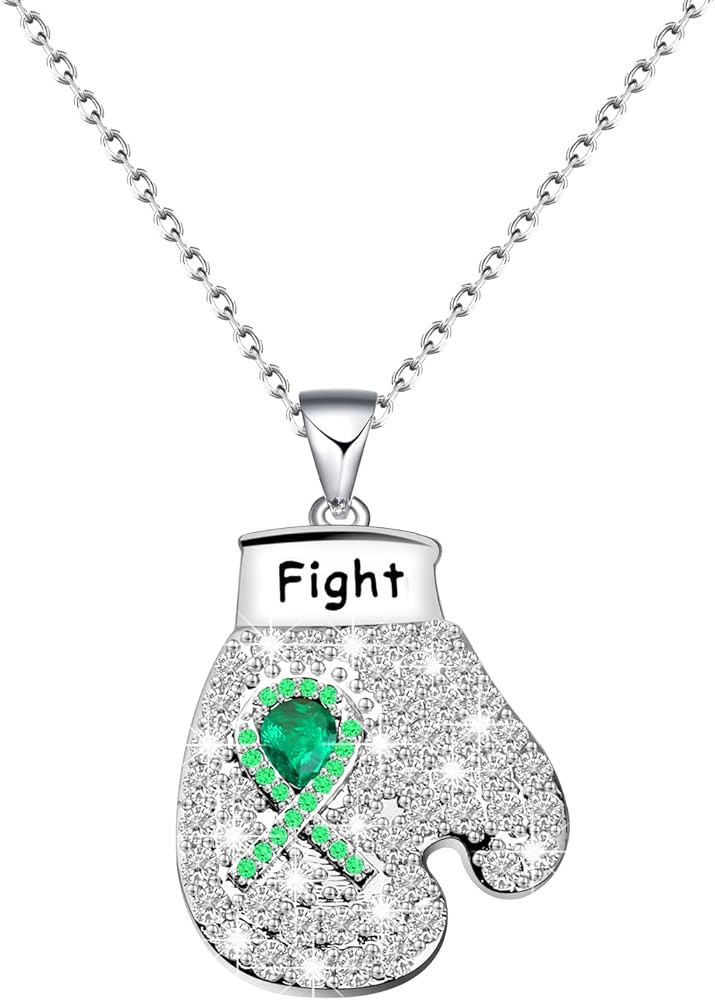 CHOORO Green Awareness Ribbon Charm Boxing Glove Necklace Gift for Lymphoma/Lyme Disease/Mental Illness/Bipolar Disorder/Cerebral Palsy | Amazon (US)