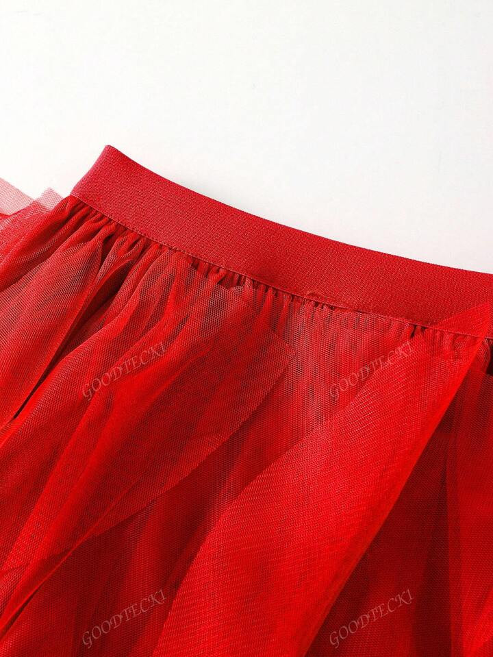 1pc Women Asymmetric Ruffled Tiered Mesh Puff Skirt | SHEIN