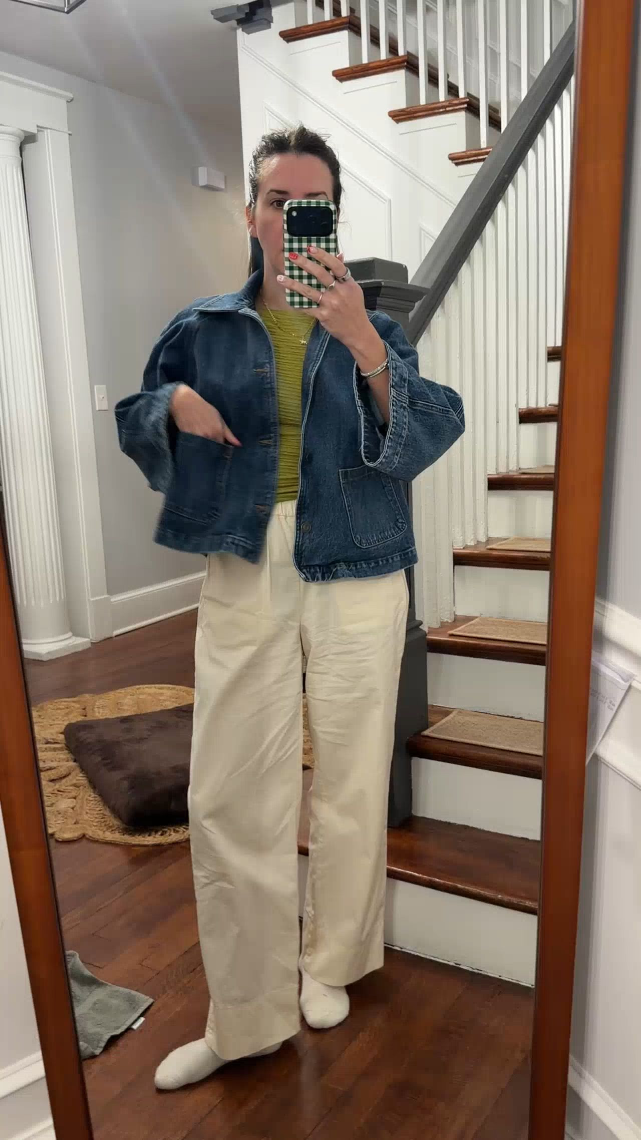 work form home. swing jacket. denim jacket. frame denim. rent the runway. pull on pants. chartruese top. reformation top. casual style. casual work from home. 

 

#LTKdayinmylife #LTKootd #LTKWorkwear