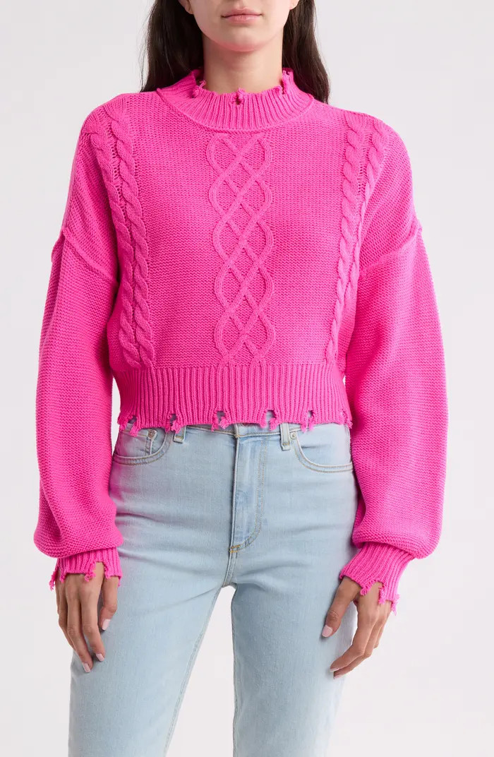NYC Knits by the Sweater Dept Distressed Mock Neck Sweater | Nordstromrack | Nordstrom Rack