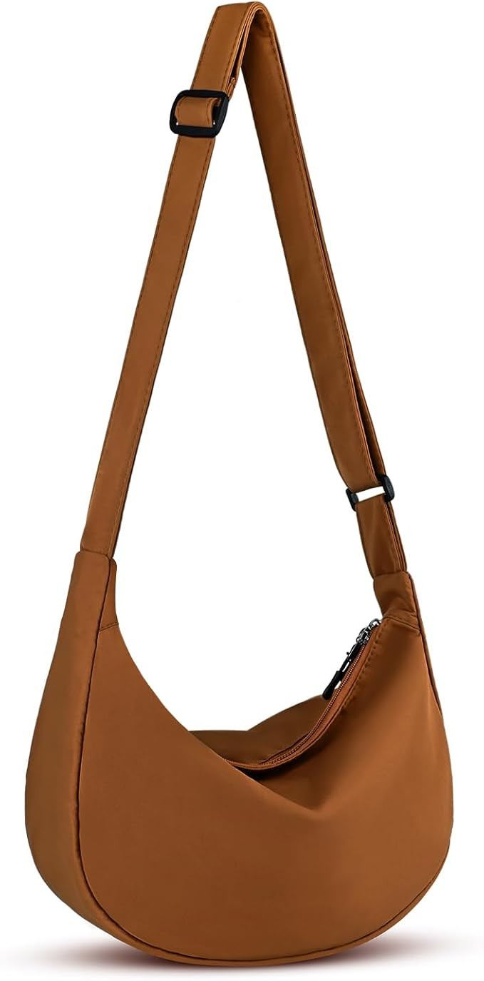 Crossbody Sling Bag for Women Men Trendy, Crescent Bag with Adjustable Strap, 2 Zippers Lightweig... | Amazon (US)