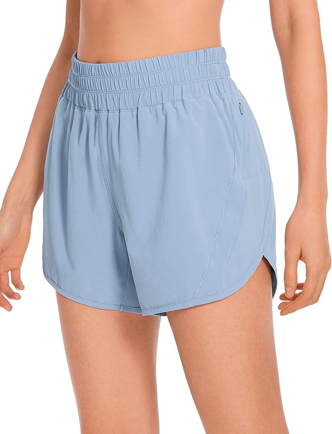 CRZ YOGA Women's Elastic Mid Waisted Running Shorts Liner - 5'' Quick Dry Athletic Sport Workout ... | Amazon (US)