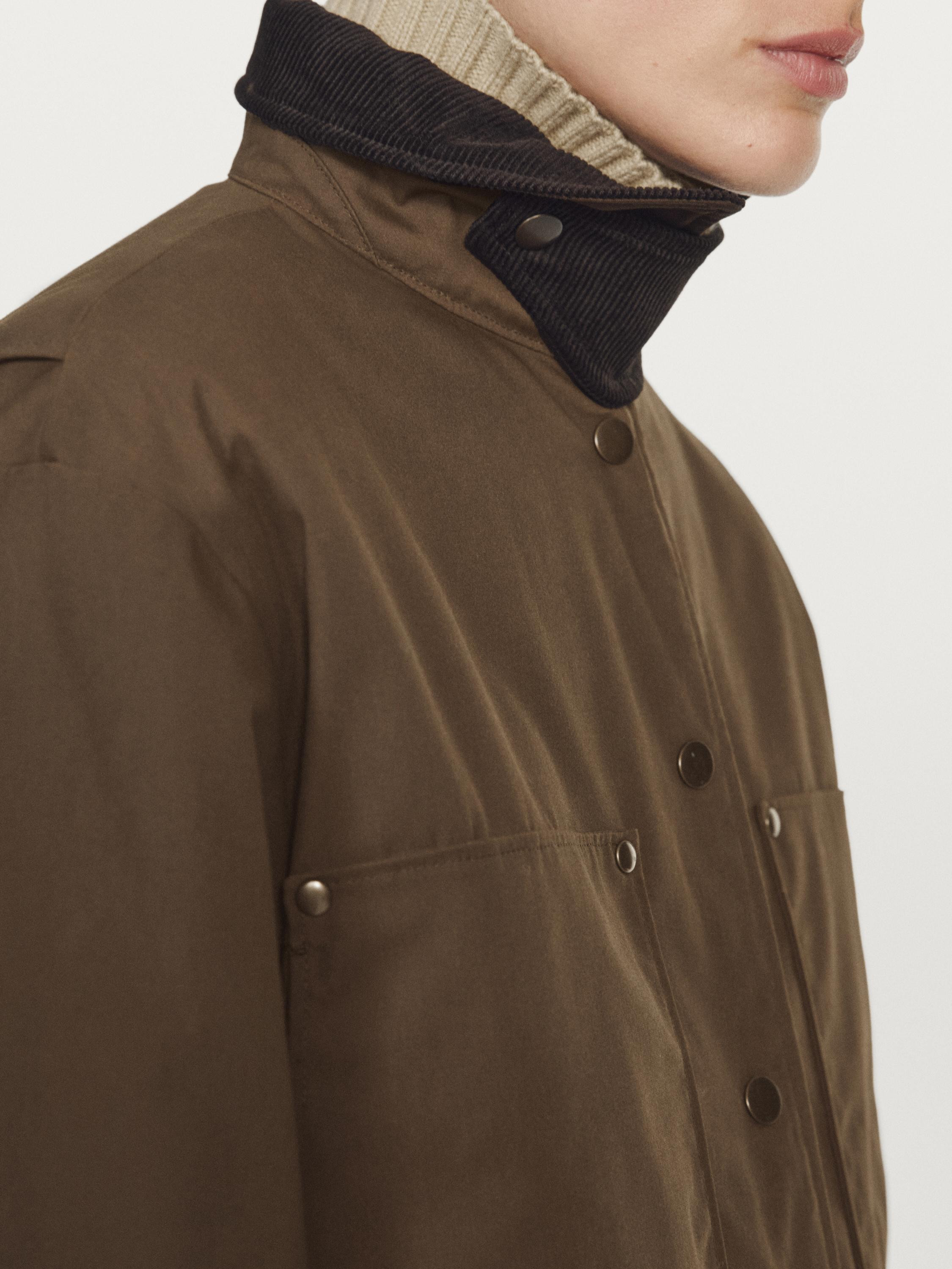 Waxed parka with corduroy detail | Massimo Dutti UK