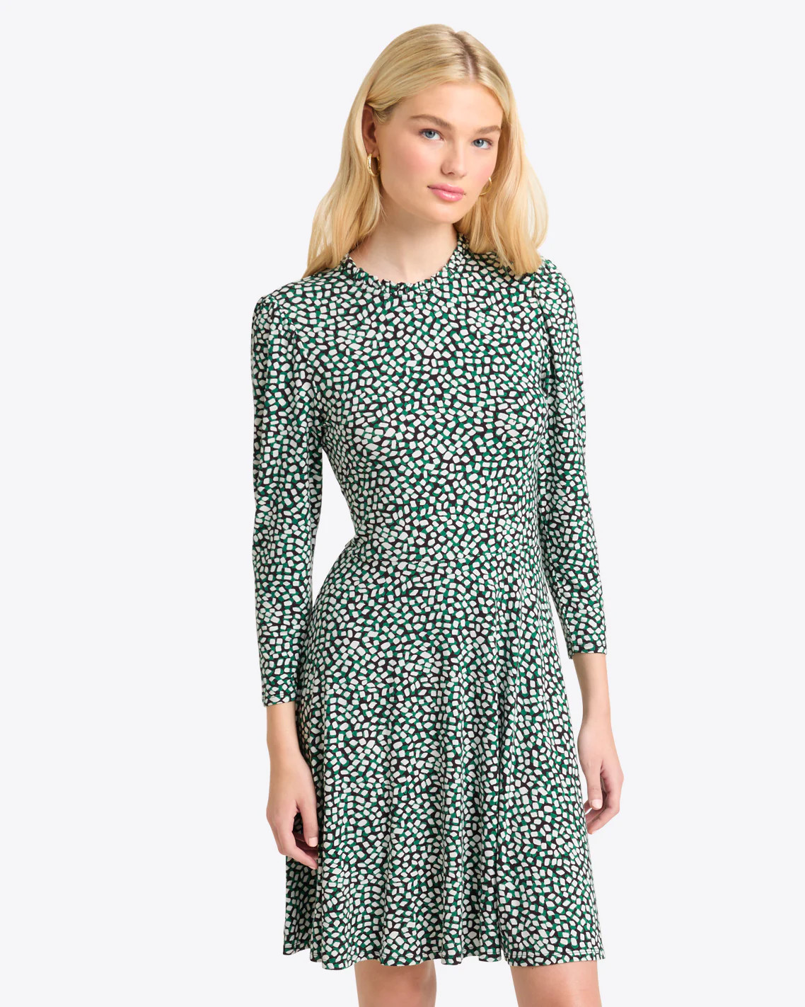 Julia Mini Dress in Green Square Dot | Draper James (US)