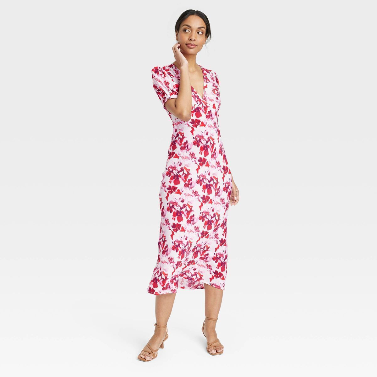 Women's Crepe Puff Short Sleeve Midi Dress - A New Day™ | Target