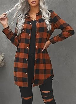 EVALESS Color Block Plaid Shacket Jacket Womens Fall Clothes Fashion Outfits | Amazon (US)