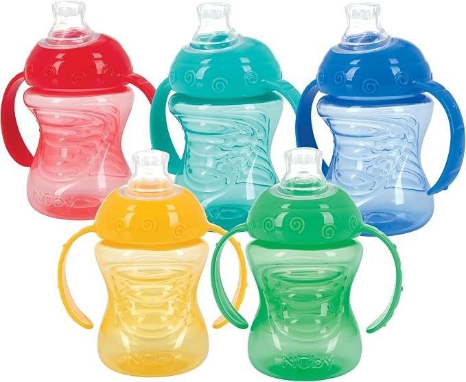 Nuby Two-Handle No-Spill Super Spout Grip N' Sip Cup, 8 Ounce, Single pack of 1 Cup, Colors May V... | Amazon (US)