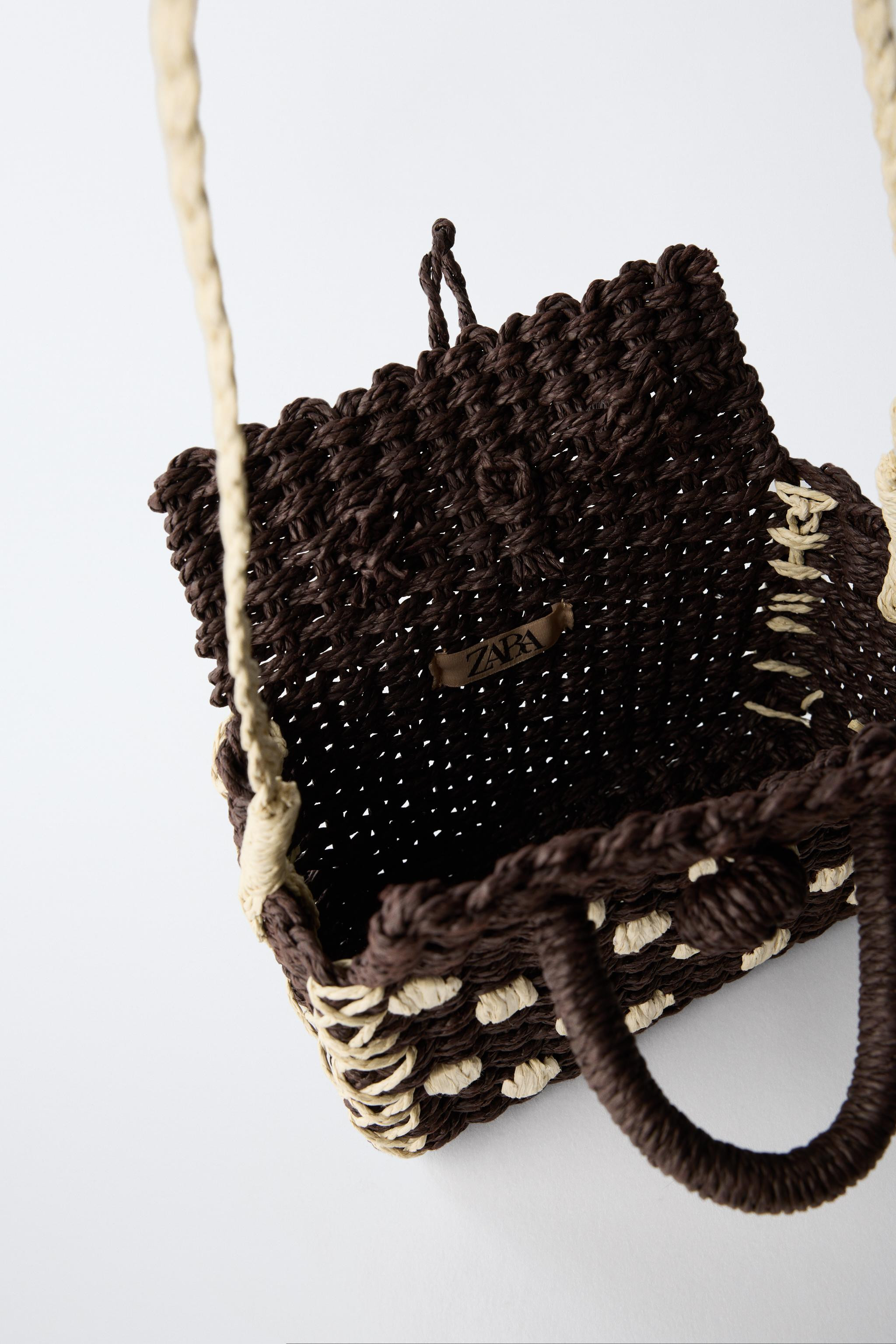 RAFFIA EFFECT POLKA DOT CROSSBODY BAG | Zara UK