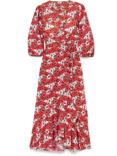 RIXO - Noleen Floral-print Cotton-poplin Wrap Dress - Red | NET-A-PORTER (UK & EU)