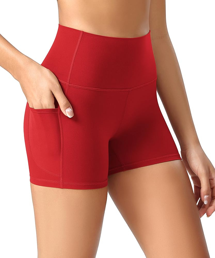 ODODOS Women's High Waist Lounge Yoga Shorts with Pockets, 4"/6"/8"/10" Buttery Soft Biker Shorts | Amazon (US)