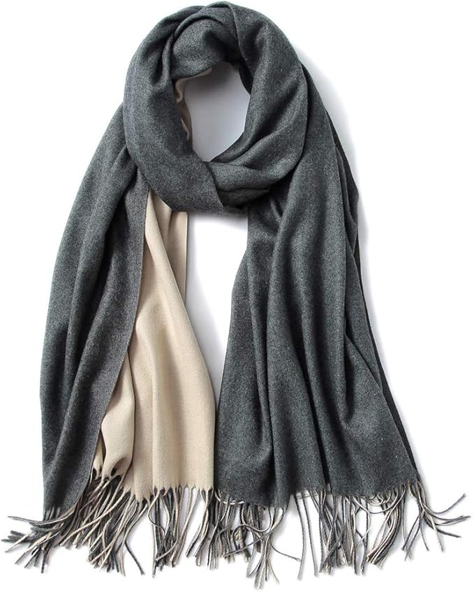 MaaMgic Womens Large Soft Cashmere Feel Pashmina Shawls Wraps Ladies Light Scarf Two Tone | Amazon (US)