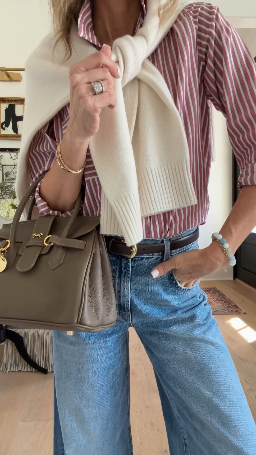 -Target button-up is soft & lightweight. Wearing XS 
-Quince cashmere sweater
-A favorite belt! 
-structured bag
-croc embody heels 
Jeans are on ShopMy, I’m 5’6”, TTS 
A SPLUGE  fir denim that hangs beautifully and holds you in! 


#LTKootd #LTKOver40 #LTKgrwm