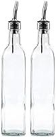 DLD SET OF 2-16 Oz. (Ounce) Oil Vinegar Cruet, Square Tall Glass Bottle w/Stainless Steel Pourer ... | Amazon (US)