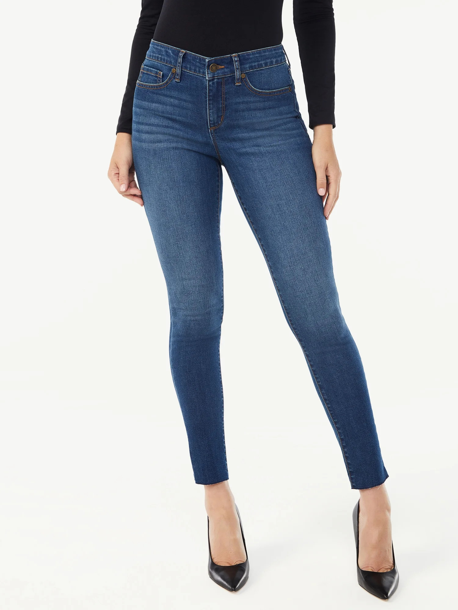 Sofia Jeans by Sofia Vergara Women's Sofia Mid Rise Ankle Raw Hem Jeans - Walmart.com | Walmart (US)
