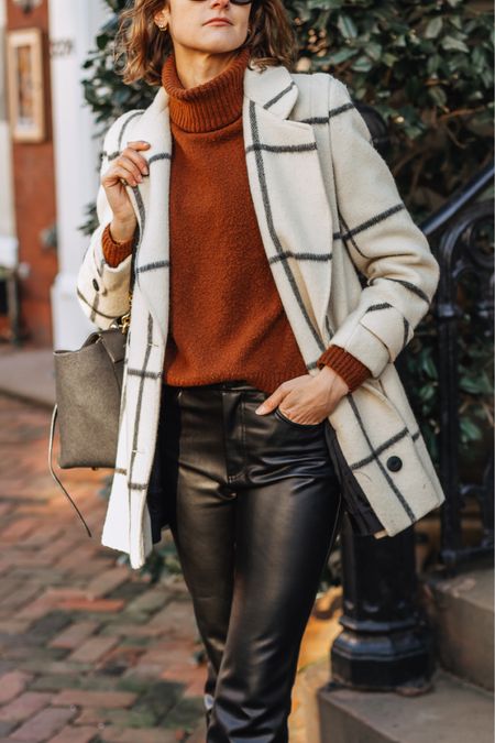 All of my favorite fall pieces in one look - leather pants, oversized sweater and windowpane coat! 

#LTKstyletip #LTKSeasonal #LTKsalealert