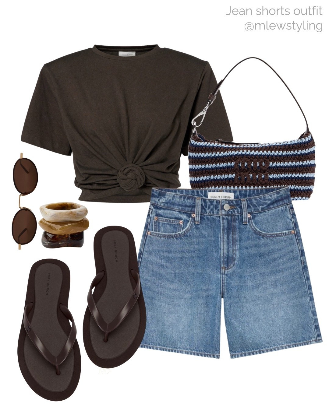 Summer outfit with Aritzia jean shorts 🤎

Tags: tie-front t-shirt, denim Bermuda shorts, brown flip flop sandals, brown sunglasses, stacked bracelets, miu miu crochet bag, weekend outfit

#LTKsummer #LTKstyletip #LTKbag