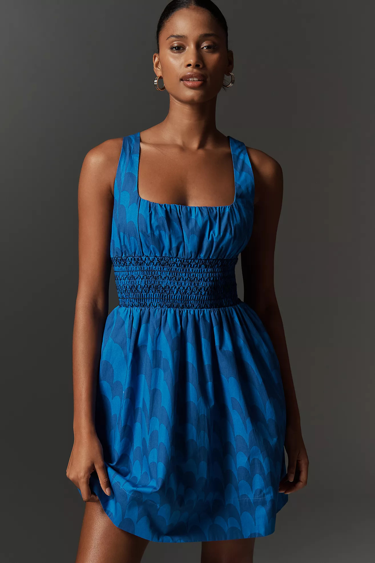 Maeve Sleeveless Square-Neck Smocked Mini Dress | Anthropologie (US)
