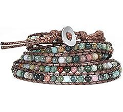 Emibele Layered Leather Bracelet, Rivet Leopard Print Bohemian Style Multilayer Wrap Bracelet, Ha... | Amazon (US)