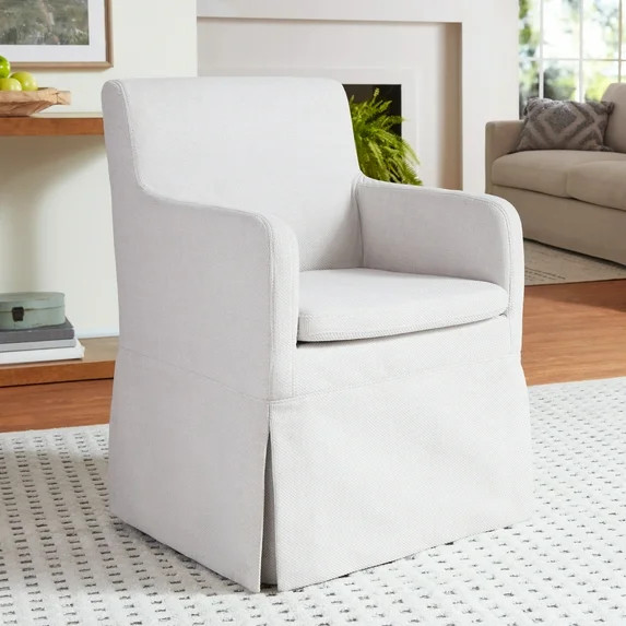 My Texas House Wren Slipcover Dining Chair with Casters Cream Polyester | Walmart (US)