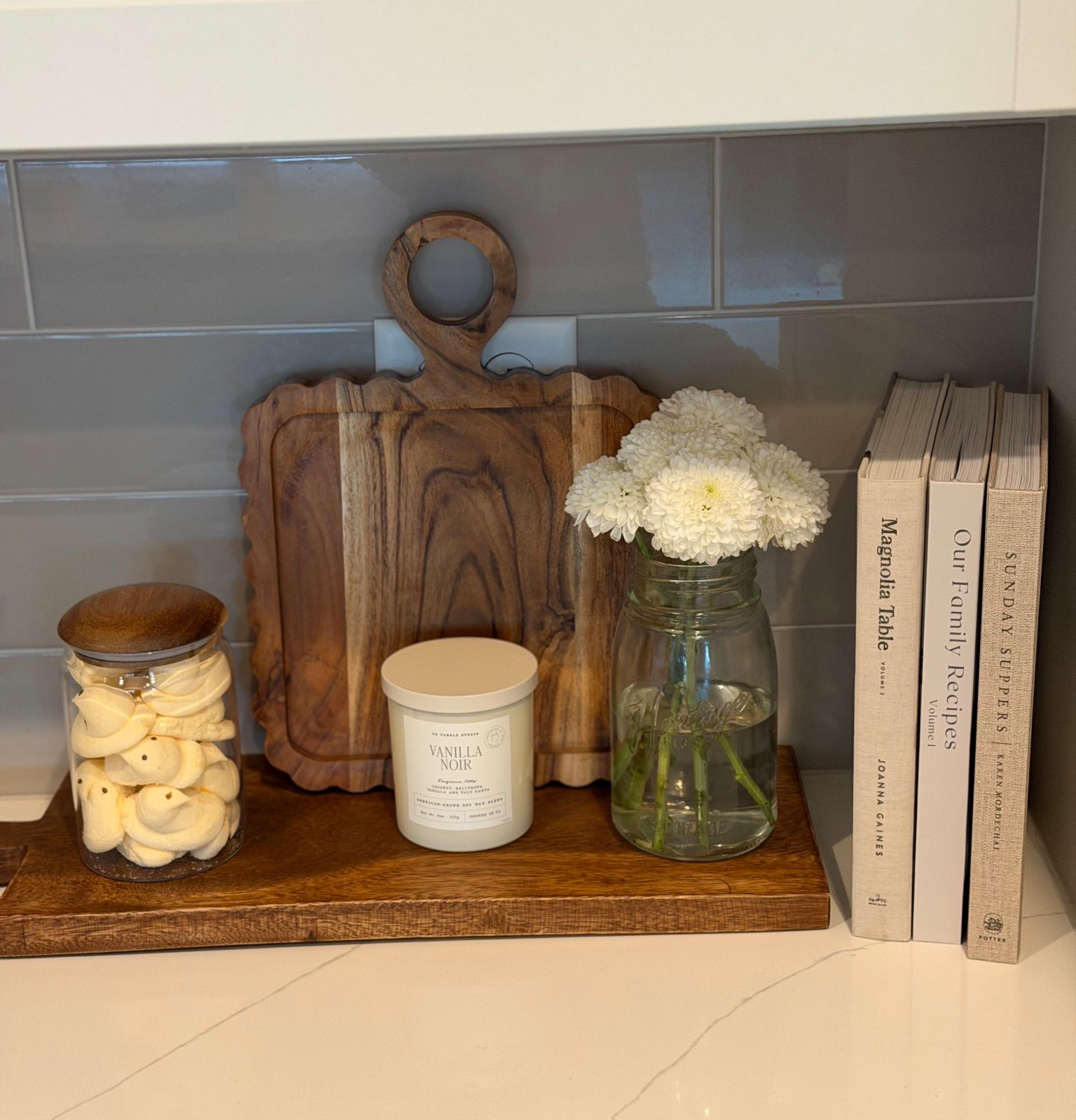 A simple kitchen counter styling that you’ll want to copy this spring. 
And how cute are these neutral colored Peeps? Although you’ll never catch me eating them! 

#LTKHome #LTKSeasonal #LTKmomlife