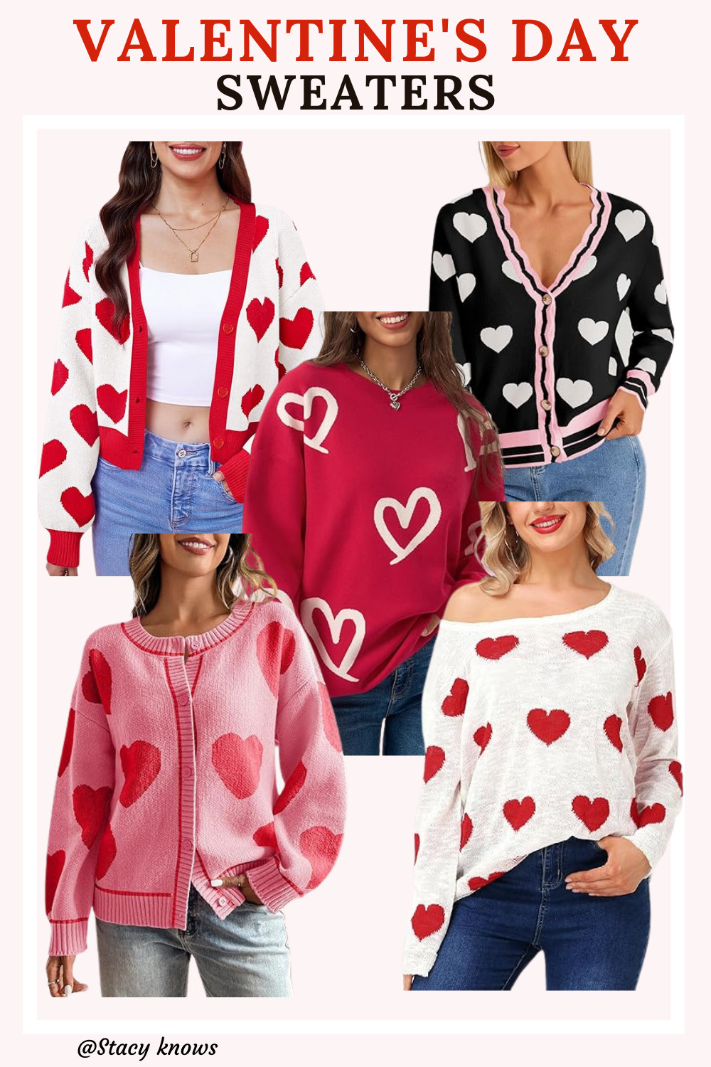 Wear your heart on your sleeve.  Whether you’re planning a cozy Galentine’s movie night or a cute date out, these Valentine’s Day sweaters are the perfect mix of sweet and chic. Shop my favorite knits linked on my LTK! 
#LTKvalentines #ValentinesDayOutfıt #VDayStyle #HeartSweater #PinkAesthetic #Galentine #CozyStyle #WinterFashion #LTKstyletip #LoveCore #DateNightLook 

 #LTKValentine #LTKootd #LTKSeasonal