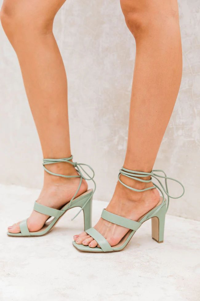 Allie Sage Lace Up Double Strap Heels | The Pink Lily Boutique