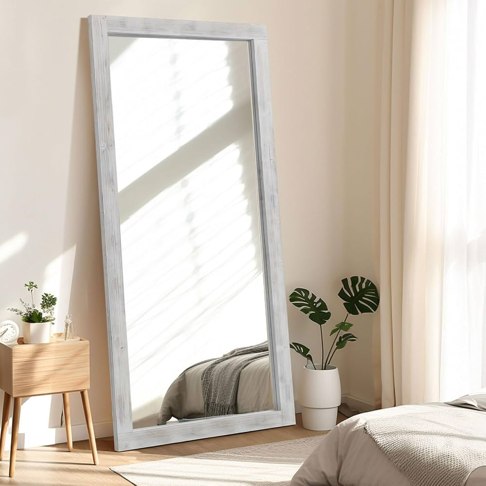 Rustic Farmhouse Full Length Mirror With Stand 71"X32" - Large Wood Frame Floor Mirror, Leaning o... | Amazon (US)