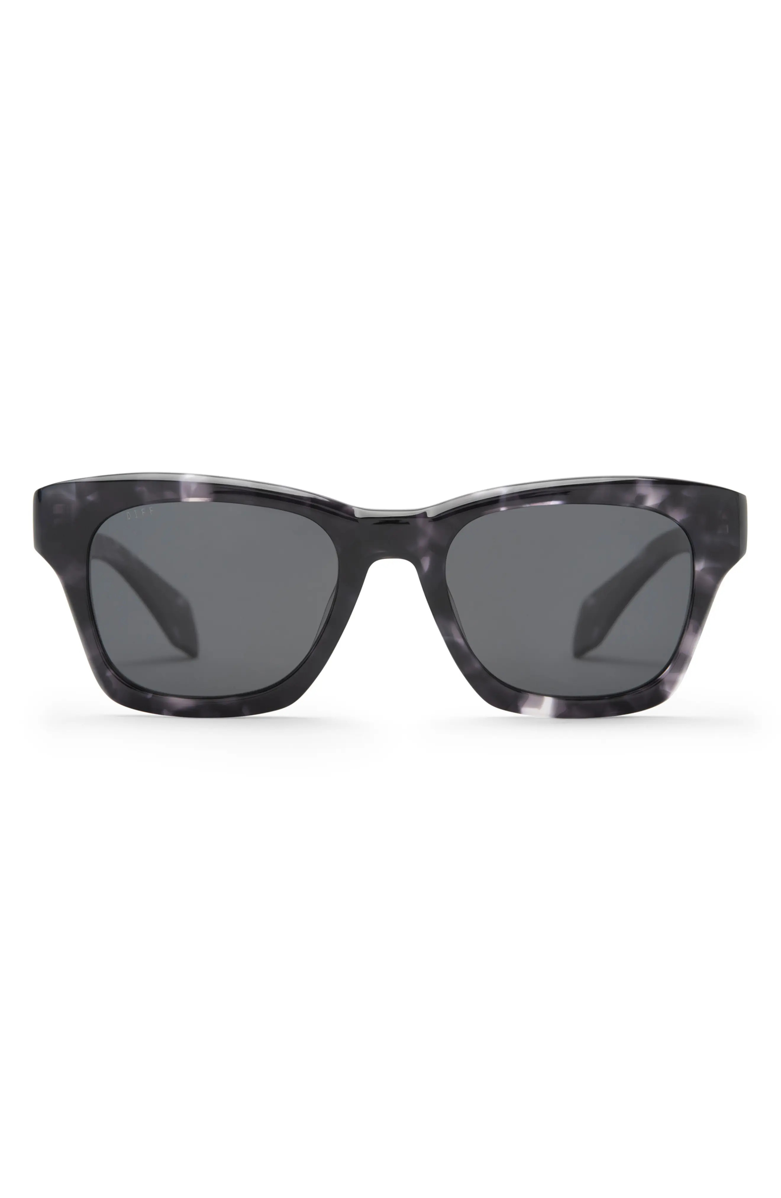 DIFF Dean 51mm Polarized Square Sunglasses in Black Marble/Grey at Nordstrom | Nordstrom