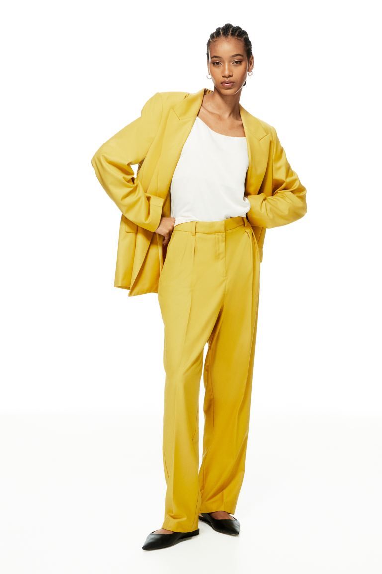 Tapered trousers - Yellow - Ladies | H&M GB | H&M (UK, MY, IN, SG, PH, TW, HK)