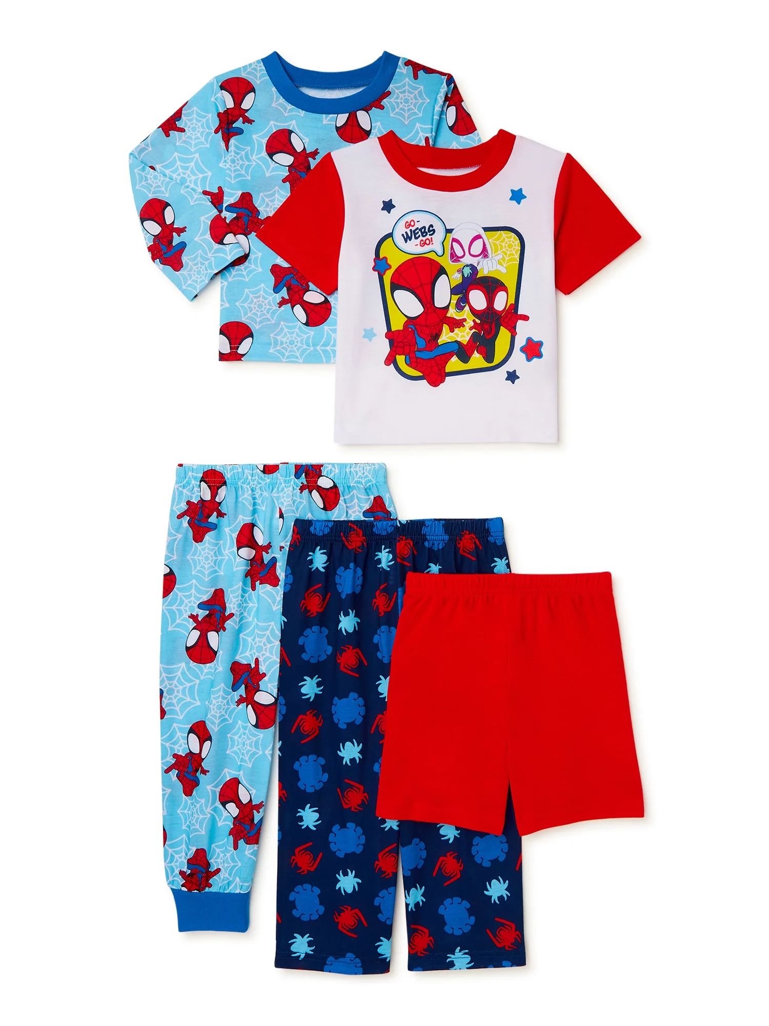 Spiderman Exclusive Toddler Boys Pajama Set, 5-Piece, Sizes 12M-5T | Walmart (US)