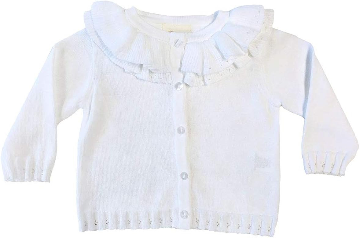 Petit Ami Girls’ Pointelle Ruffle Collar Cardigan | Amazon (US)