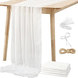 Netany 4PCS Ivory Chiffon Table Runner 29x120 Inches, Romantic Sheer Fabric for Wedding Decoratio... | Amazon (US)