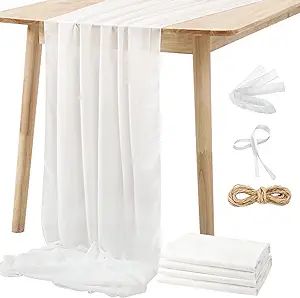 Netany 4PCS Ivory Chiffon Table Runner 29x120 Inches, Romantic Sheer Fabric for Wedding Decoratio... | Amazon (US)