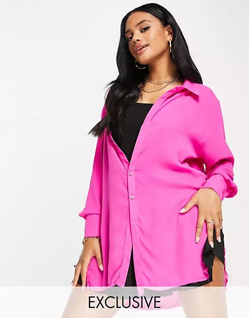 ASYOU sheer shirt dress with frayed hem in pink | ASOS (Global)
