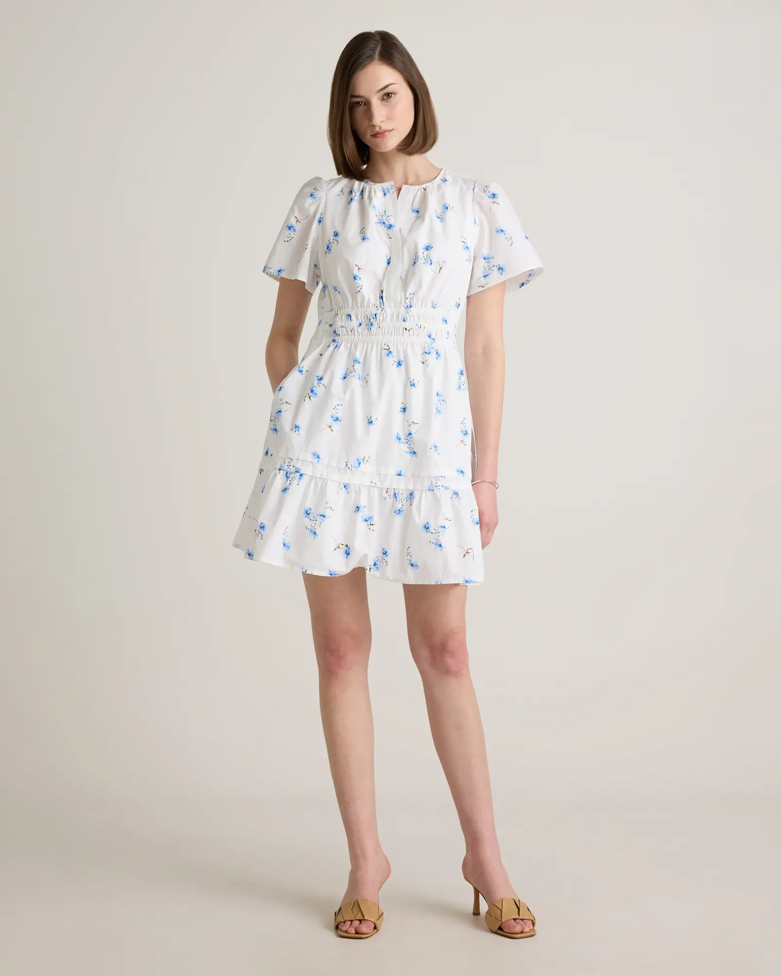 100% Organic Cotton Poplin Tiered Mini Dress | Quince