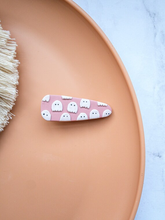 Pink Blushing Ghost Hair Clip, Cute Halloween Barrette,  No Slip Hair Grip, Minimalist Alligator ... | Etsy (US)